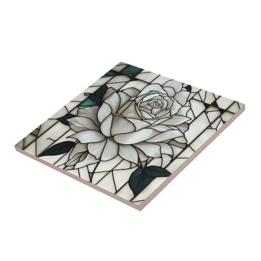 Stained Glass White Rose Fliese (Seite)