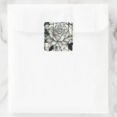 Stained Glass White Rose Quadratischer Aufkleber (Tasche)