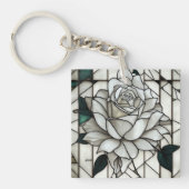 Stained Glass White Rose Schlüsselanhänger (Vorderseite)