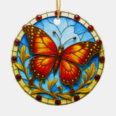 Stained glass window butterfly keramik ornament (Vorne)