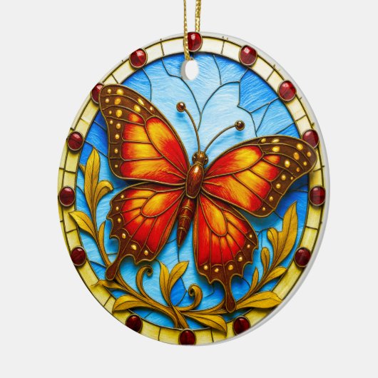 Stained glass window butterfly keramik ornament (Links)