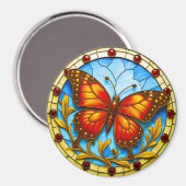 Stained glass window butterfly magnet (Vorderseite/Rückseite)