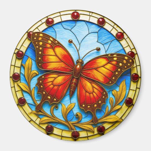 Stained glass window butterfly magnet (Vorne)