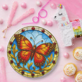 Stained glass window butterfly pappteller (Party)