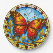 Stained glass window butterfly pappteller (Vorderseite)