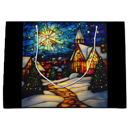 Stained Glass Winter Village Große Geschenktüte