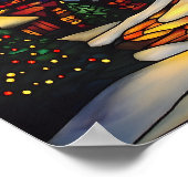 Stained Glass Winter Village Poster (Ecke)
