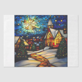 Stained Glass Winter Village Seidenpapier