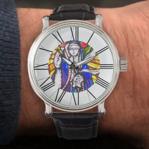 Stained Glass with Roman Numerals Design. Armbanduhr