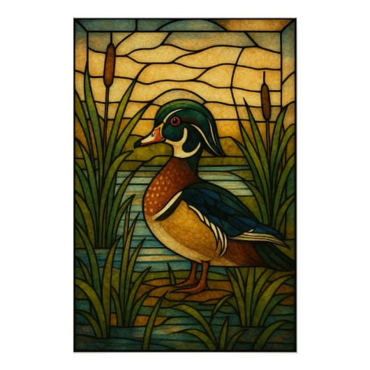 Stained Glass Wood Duck Poster (Vorderseite)