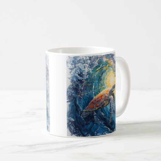 Stained Sea Turtle Kaffeetasse (VorderseiteRechts)