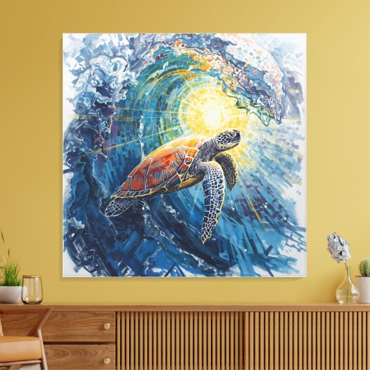 Stained Sea Turtle Leinwanddruck (Insitu (Wohnzimmer))