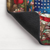 STAINGLAS SEHEN AUF AMERIKANISCHE FLAGE UND BLUME MOUSEPAD (Ecke)