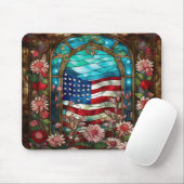 STAINGLAS SEHEN AUF AMERIKANISCHE FLAGE UND BLUME MOUSEPAD (Mit Mouse)