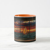 Stainglass sunset with Pelican and Sailboat Tasse (Zentrum)