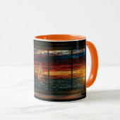 Stainglass sunset with Pelican and Sailboat Tasse (VorderseiteRechts)
