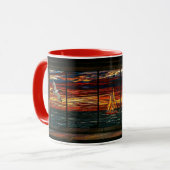Stainglass sunset with Seagull and Sailboat Tasse (Vorderseite Links)