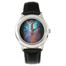 Stainless Steel Black Jesus geben Dank Watch Armbanduhr