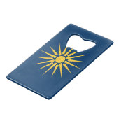 Stainless Steel Bottle Opener flag of Macedonia Geldbeutel Flaschenöffner (Rückseite Schrägansicht)