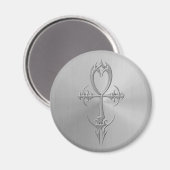 Stainless Steel Gothic Ankh Magnet (Vorderseite/Rückseite)