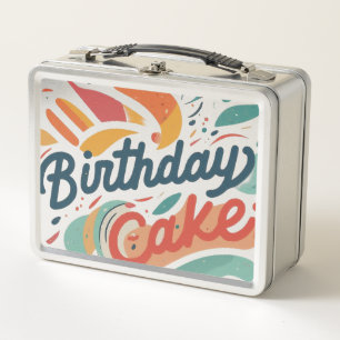 Stainless Steel Happy Birthday Cake Metall Brotdose