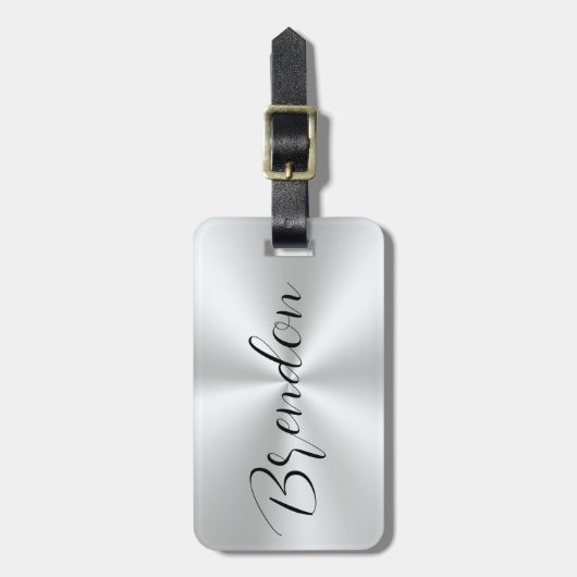 Stainless Steel Metallic Textur Bild benutzerdefin Gepäckanhänger (Vorderseite vertikal)