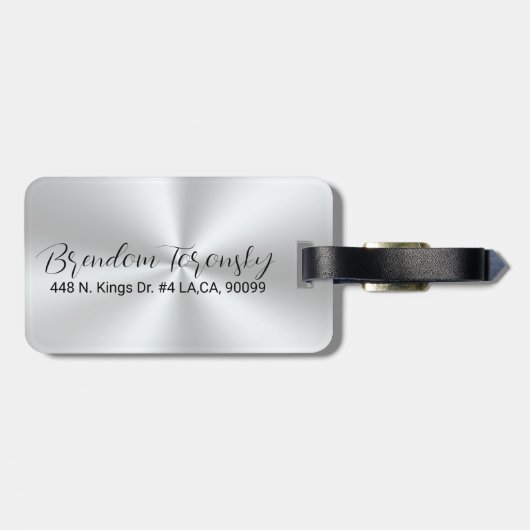 Stainless Steel Metallic Textur Bild benutzerdefin Gepäckanhänger (Rückseite horizontal)