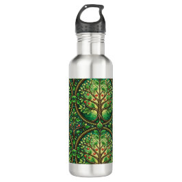 Stainless steel water bottles with intricate green edelstahlflasche