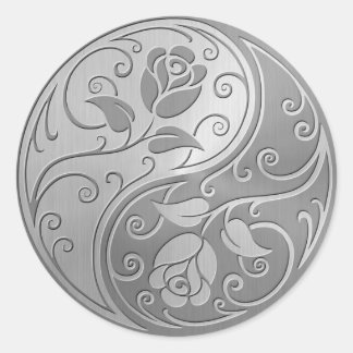 Stainless Steel Yin Yang Rose Runder Aufkleber