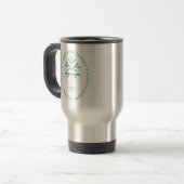 Stainless Travel Mug mit einem grünen Siegel Reisebecher (Vorderseite Links)