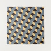 Stairs: Geometrisches Silber-Tile Wandteppich (Vorderseite (Horizontal))