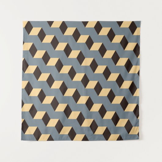 Stairs: Geometrisches Silber-Tile Wandteppich (Vorderseite)