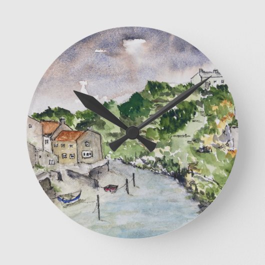Staithes Beck Whitby Runde Wanduhr (Vorderseite)