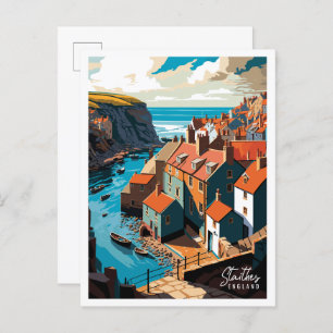 Staithes England Vintage Illustration Postkarte