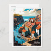 Staithes England Vintage Illustration Postkarte (Vorne/Hinten)