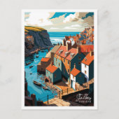 Staithes England Vintage Illustration Postkarte (Vorderseite)