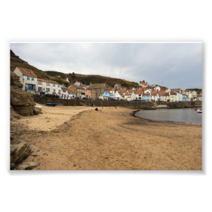 Staithes Hafen Strand und Dorf Front Fotodruck