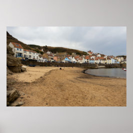 Staithes Harbour Beach and Village Front Poster