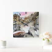 Staithes, North Yorkshire, England Quadratische Wanduhr (Zuhause)