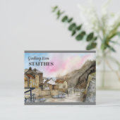 Staithes Yorkshire England Aquarellmalerei Postkarte (Stehend Vorderseite)