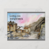 Staithes Yorkshire England Aquarellmalerei Postkarte (Vorne/Hinten)
