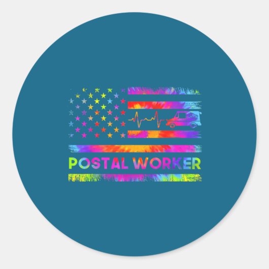 Stal Worker Tie Dye Proud Mail Carrier Mail Lady P Runder Aufkleber (Vorderseite)