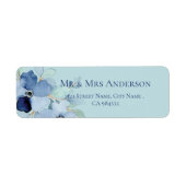 Stale Blue Minimalistisch Floral Wedding Address (Vorne)