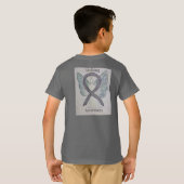 Staling Silver Awareness Ribbon Engel Custom T-Shi T-Shirt (Schwarz voll)