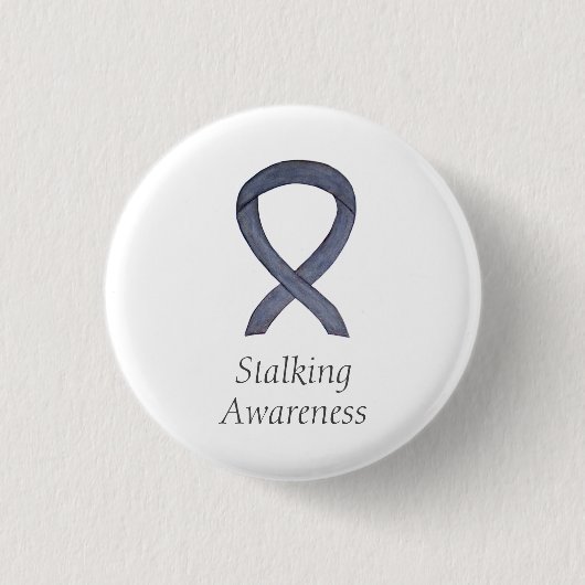 Stalingbewusstsein Silver Ribbon Art Custom Button (Vorderseite)