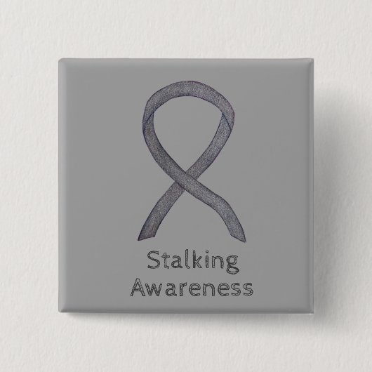 Stalingbewusstsein Silver Ribbon Art Custom Button (Vorderseite)