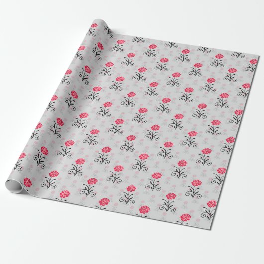 Stalk-Illustrationsdesign für rote Blume Geschenkpapier (Ungerollt)