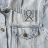 Stalking Awareness Ribbon Silver Angel Art Buttons (Beispiel)