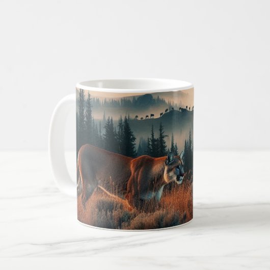 Stalking Mountain Lion Kaffeetasse (Vorderseite Links)
