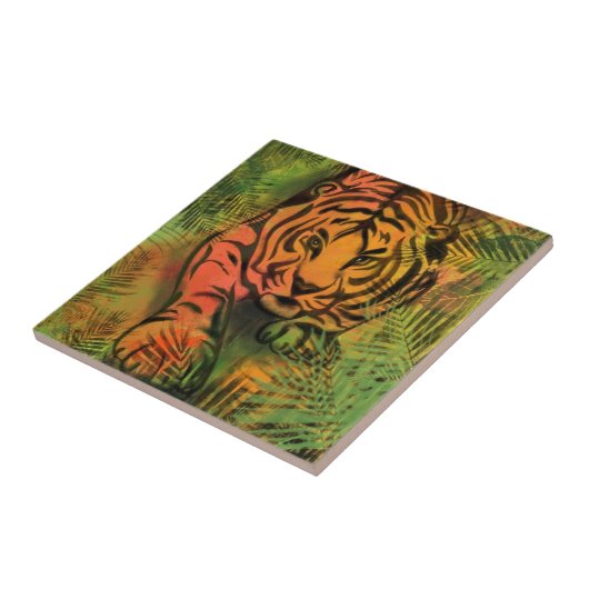 Stalking Tiger - Zeichnend Kunstsammlung Fliese (Seite)